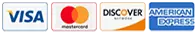 Four small rectangular payment card emblems in a row