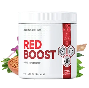 White jar of powder with red accent graphics on the front label